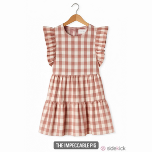 The Impeccable Pig Pink and White Checkered Gingham Dress